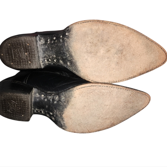 Vintage Tony Lamas 2923 Black Leather Pointed Toe Western Cowboy Boot Size 91/2B - Picture 6 of 7